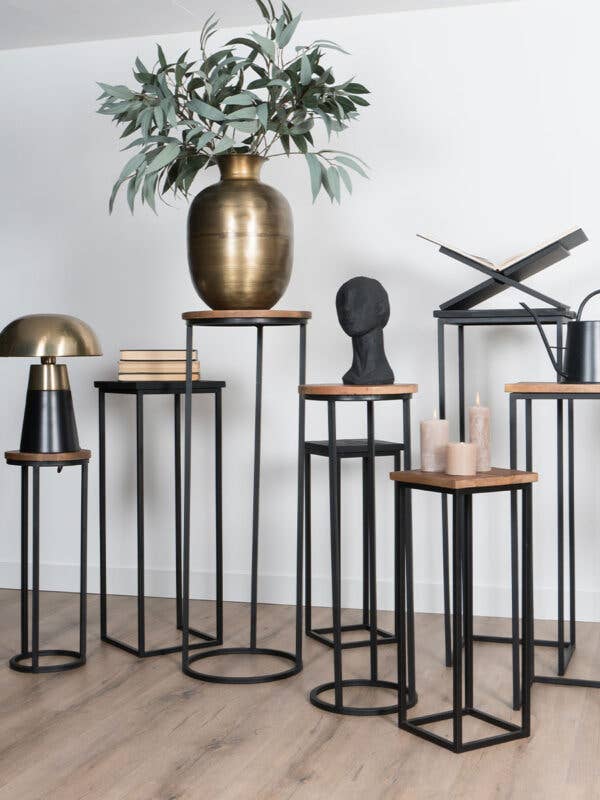 Home67 - Wholesale Side Table - Sam Round Plant Tables - Set of 3 - Black Mango Wood2