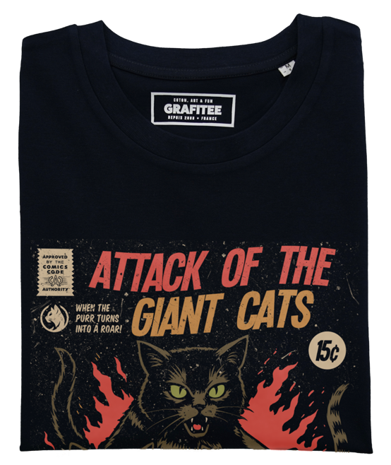 Black Attack of The Giant Cats T-shirt 100% organic cotton for wholesale on Faire1