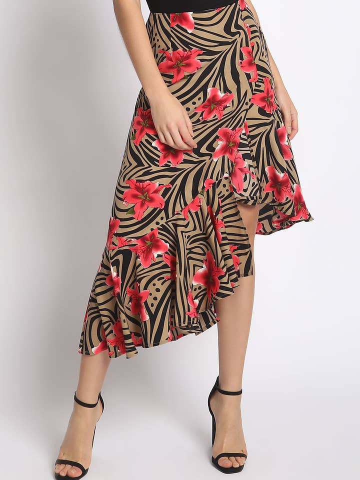 SAIA A LINHA COM ESTAMPA FLORAL - GSS584-TPE_RED por atacado de Sans Souci