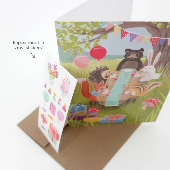 Inklings Paperie - Wholesale Birthday Card - Sticker Scene Card - Woodland Party5
