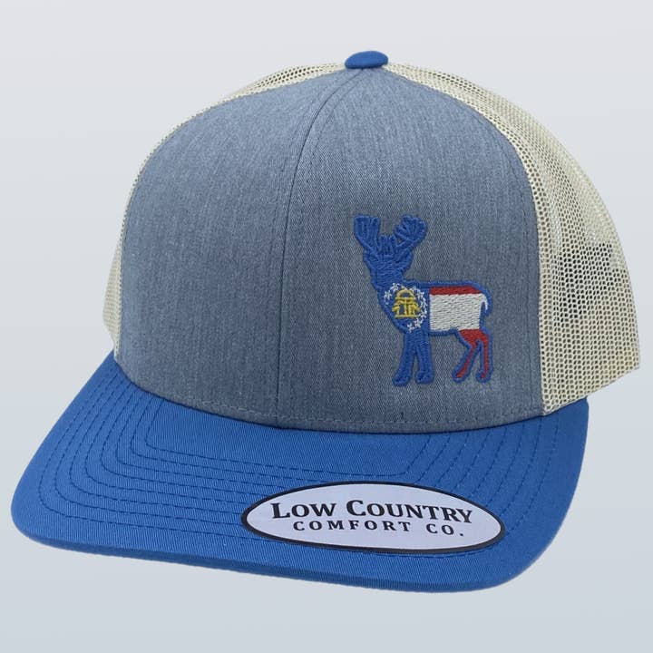 Drapeau de la Géorgie - Cerf chiné/Océan/Beige pour la vente par Riverbed Threads