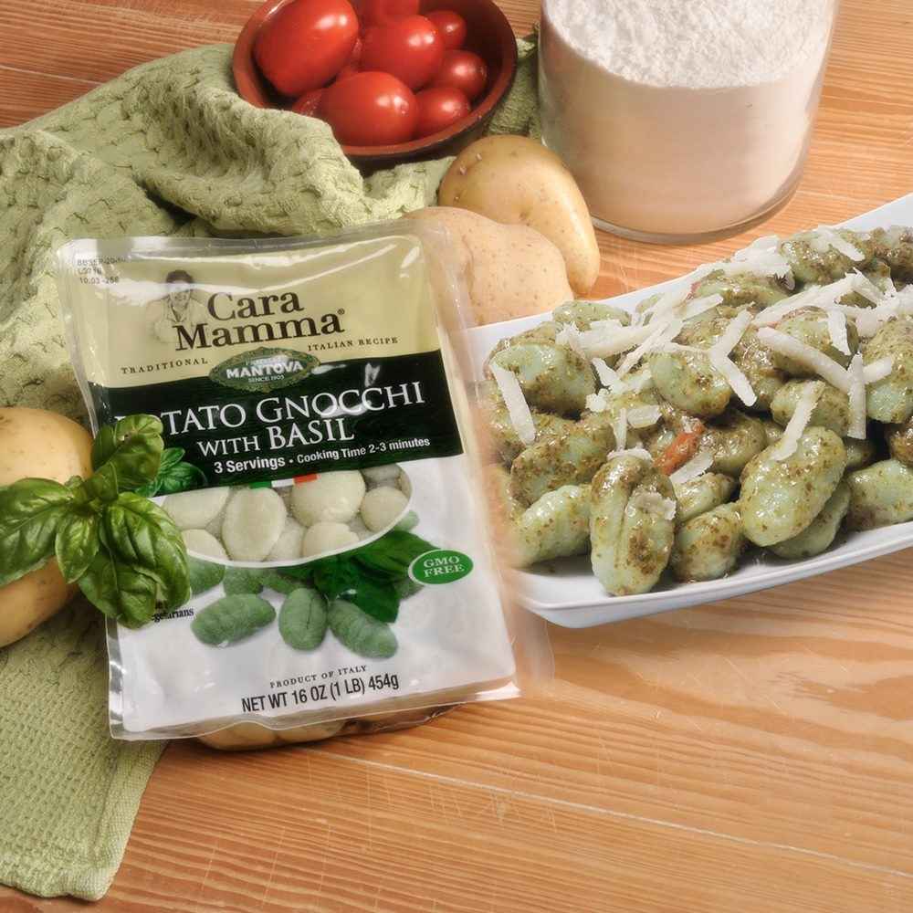 Fine Italian Food - Wholesale Pasta - Mantova Cara Mamma Potato Gnocchi with Basil, 1 lb.1