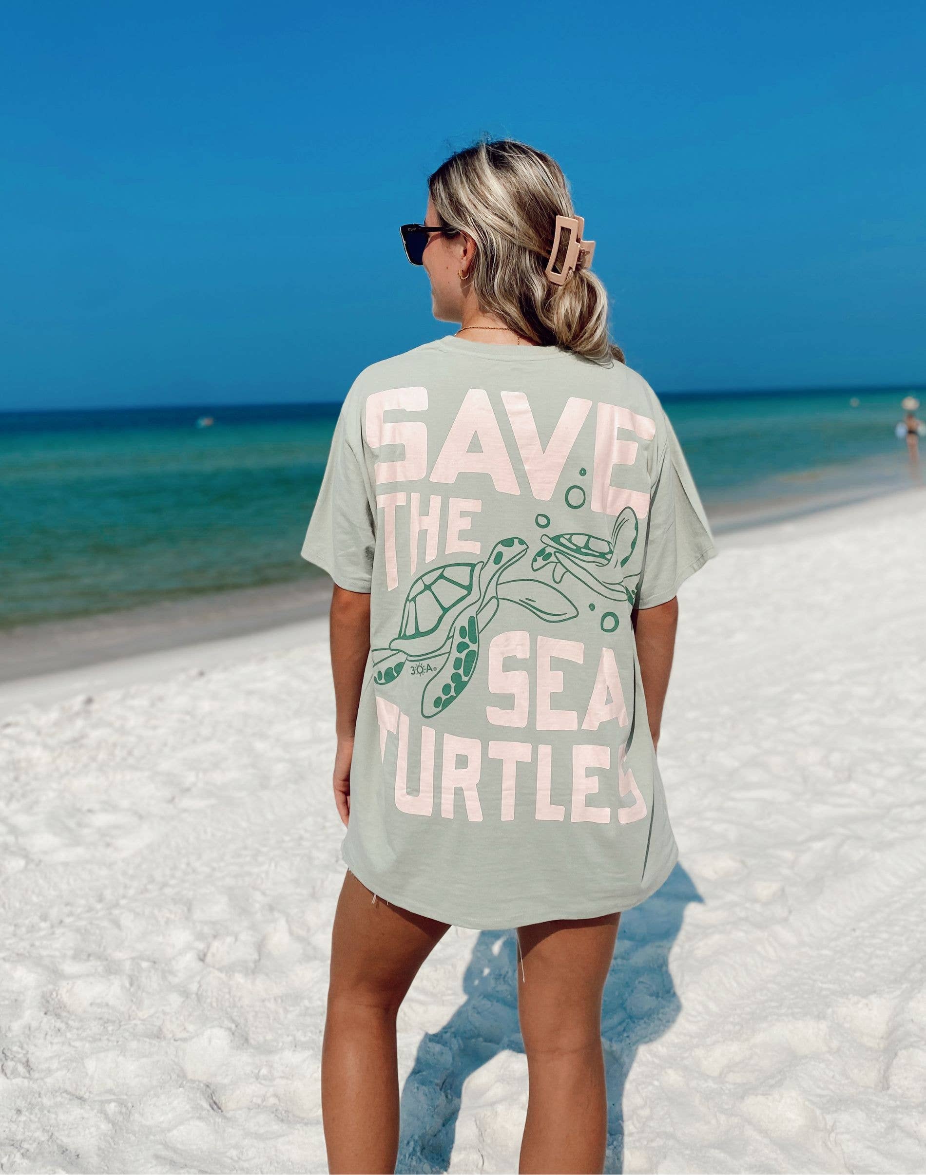 30A Gear - Wholesale Screen Printed T-Shirt - Unisex - Save The Sea Turtles Short Sleeve Tee - Sage3