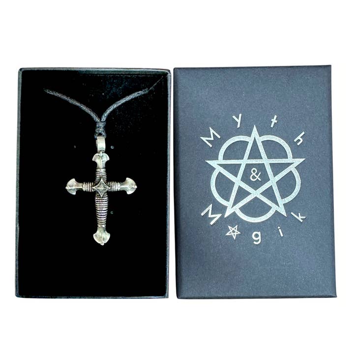 Myth & Magik - Silver Jewellery Cavern Wholesale - Wholesale Pendant/Charm Necklace - Hallowed Cross Pewter Necklace – Adjustable Gothic (USA-DDP)2