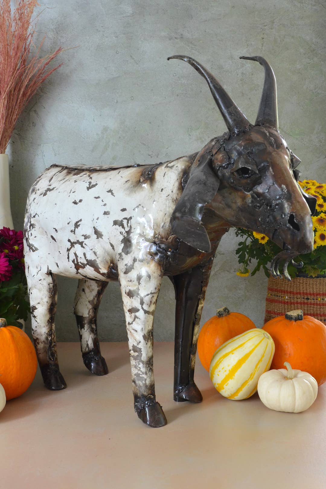 Swahili | AFRICAN MODERN - Wholesale Sculpture - Recycled Metal African Farm Goats5