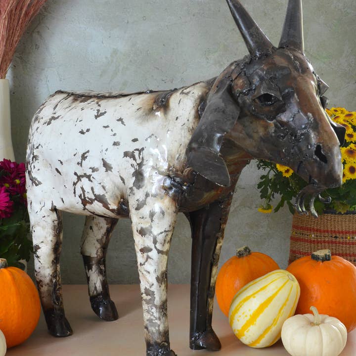 Swahili | AFRICAN MODERN - Wholesale Sculpture - Recycled Metal African Farm Goats5