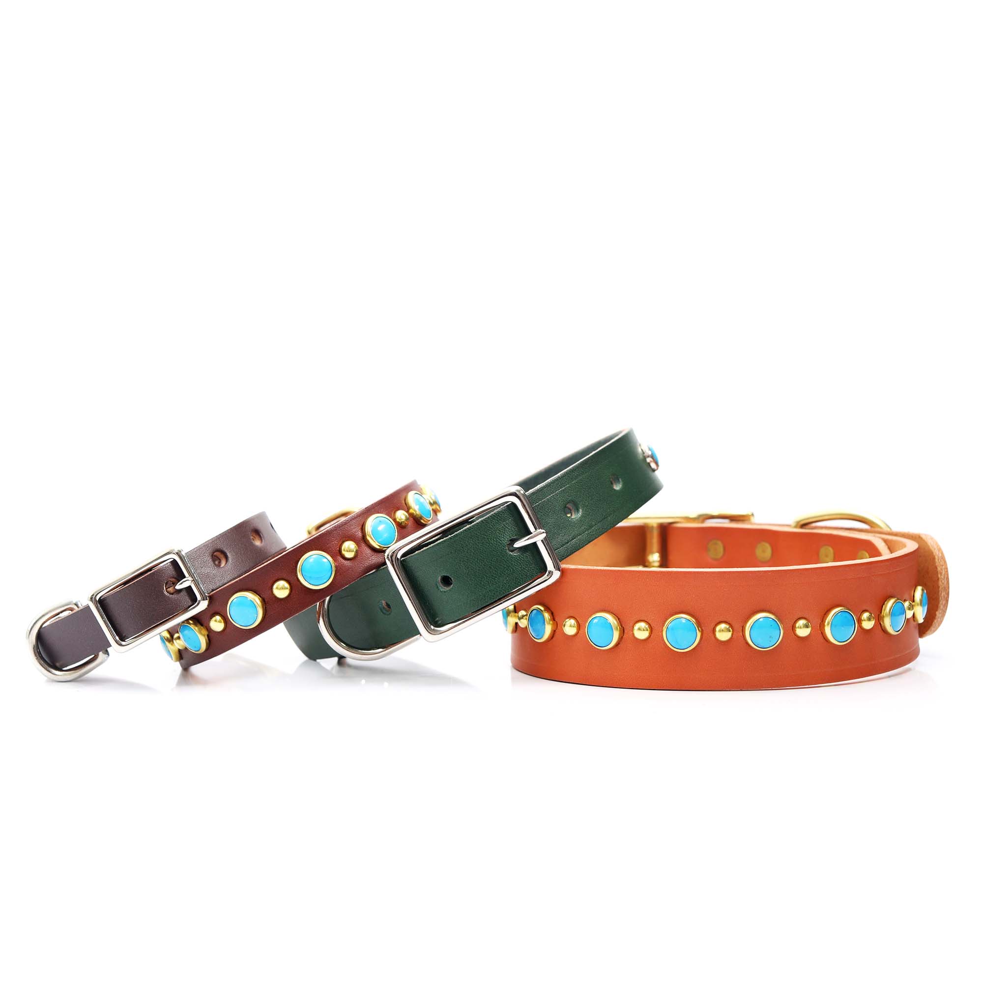 Mimi Green - Wholesale Pet Collar - Dog - Turquoise Studded Leather Dog Collar Belt Buckle – Billy3