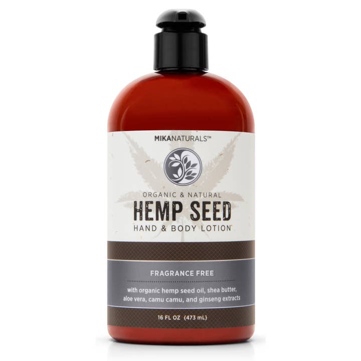 Fragrance Free Hemp Seed Hand & Body Lotion (16 fl oz) for wholesale by Mika Naturals
