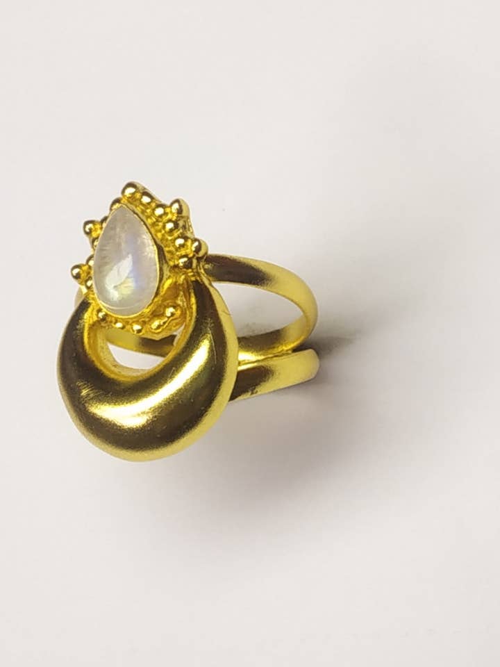 Månsten Ananda Ibiza designer boho-ring för wholesale av Aurobelle Ibiza