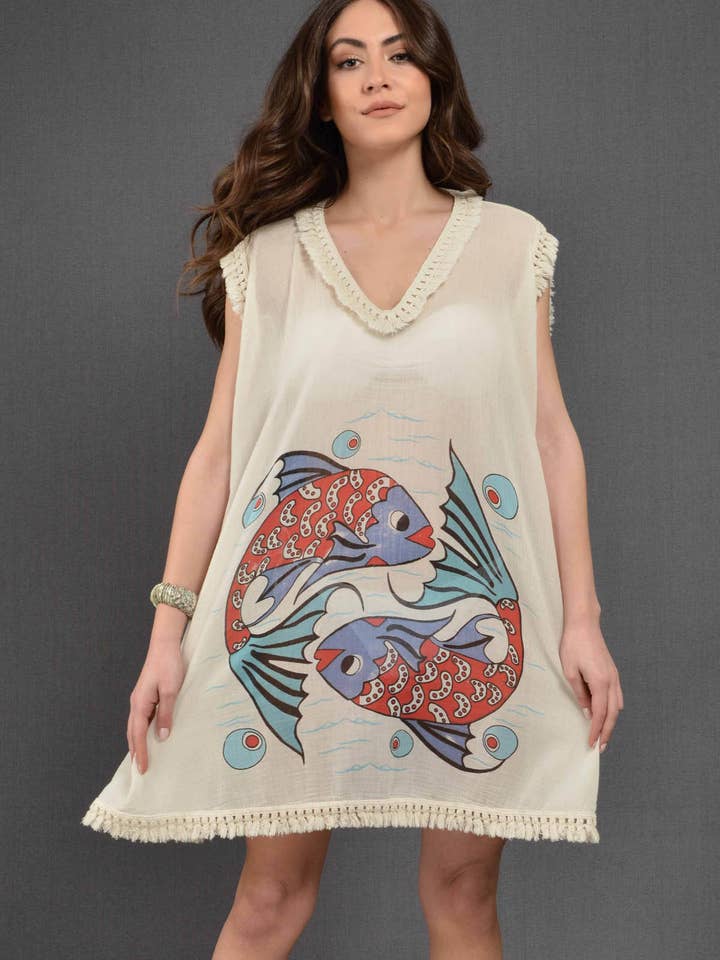 Poncho de pescado redondo de algodón para venta al por mayor de Dosimira