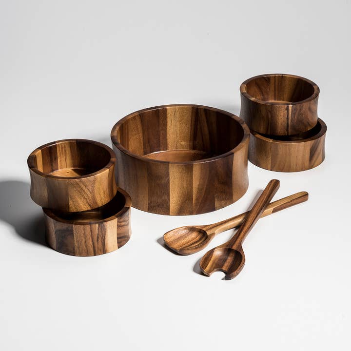 7 Pc Large Salad Bowl w Servers & 4 Ind - 328B-7 for wholesale by Kalmar Home