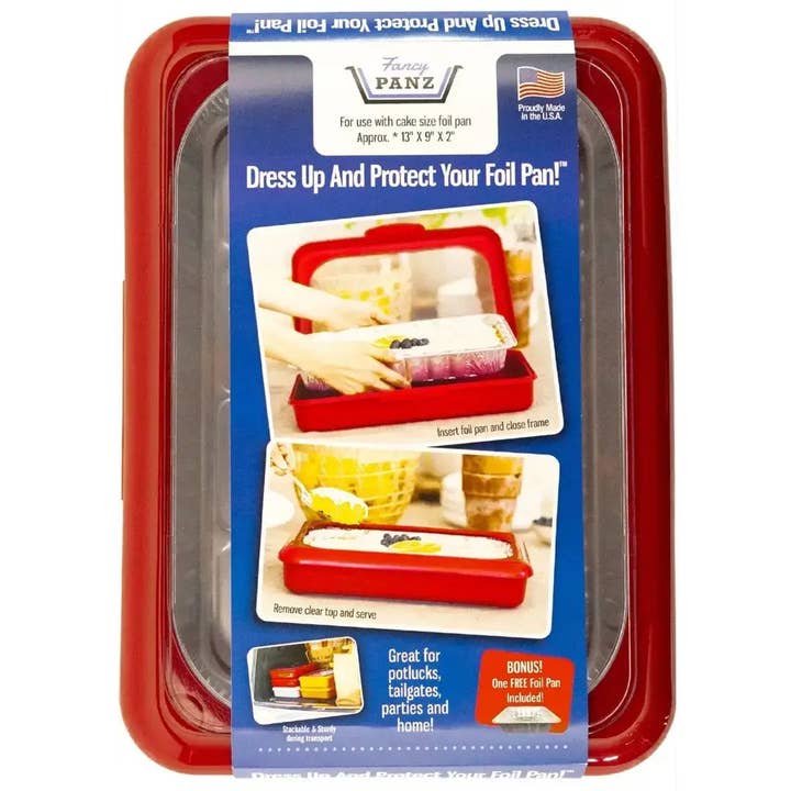 Cake Set - 9x13 Pan Frame w/ Lid & Serving Spoon - Red for wholesale by Fancy Panz