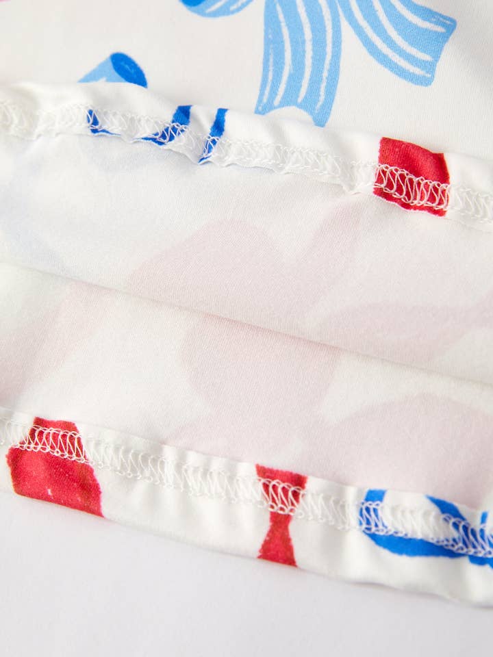 Rylee Faith Designs - Wholesale Dress - Kids - 4th of july Color Bow Printed Short Sleeves Dress