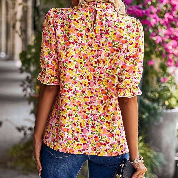 Blusa con volantes y estampado floral Ditsy para venta al por mayor de Love, Kuza