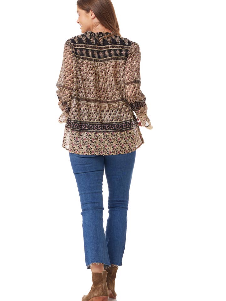 Blue Boheme - Wholesale Blouse - Women's - Bahiya Printed Blouse Vintage Brown3