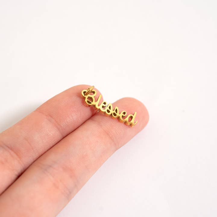 WJW - Wholesale Individual Charm/Pendant - 18K Gold PVD Stainless Steel Blessed Charm5