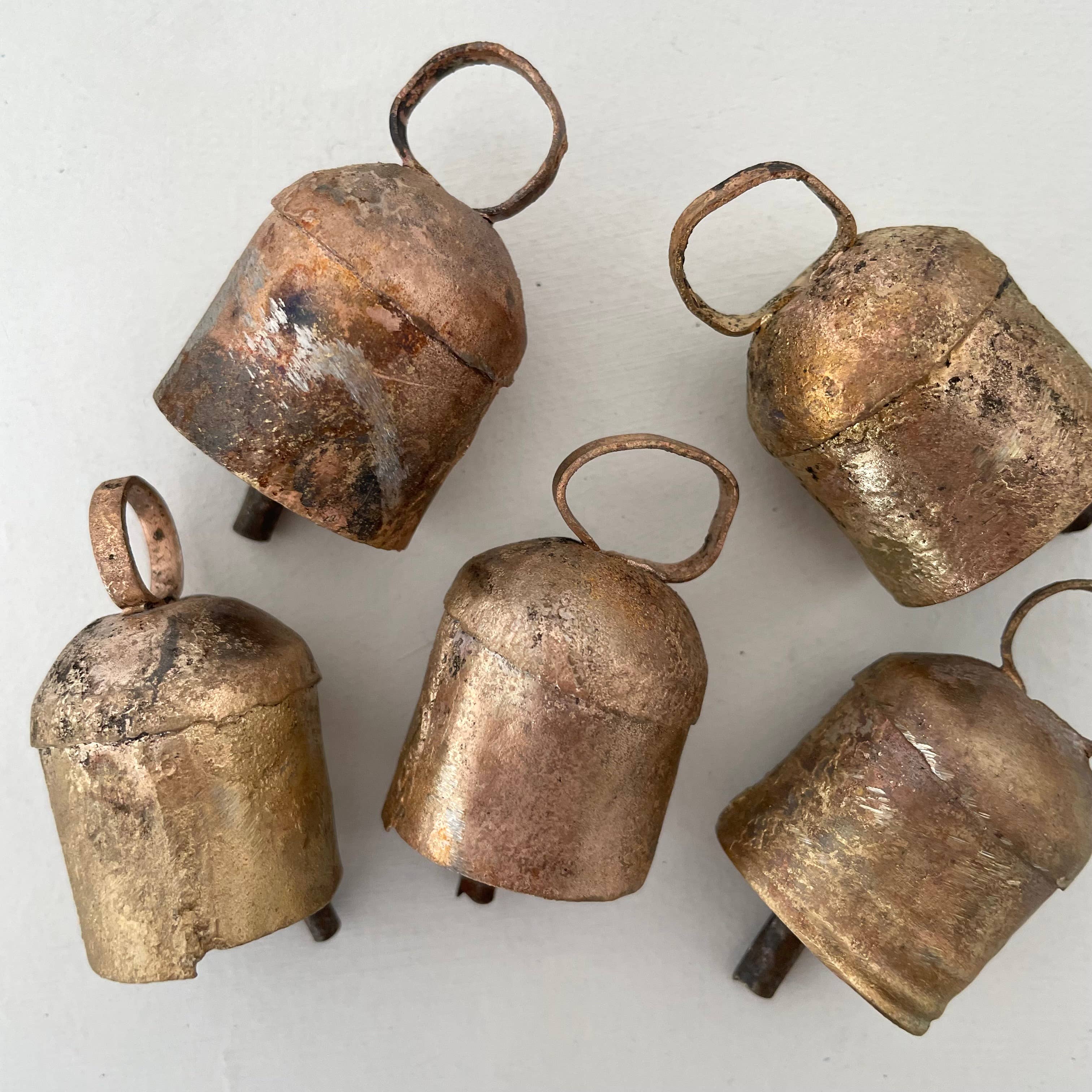 fort & field - Wholesale Bell - 1 3/4" rustic little rounded top tin brass finish bell2