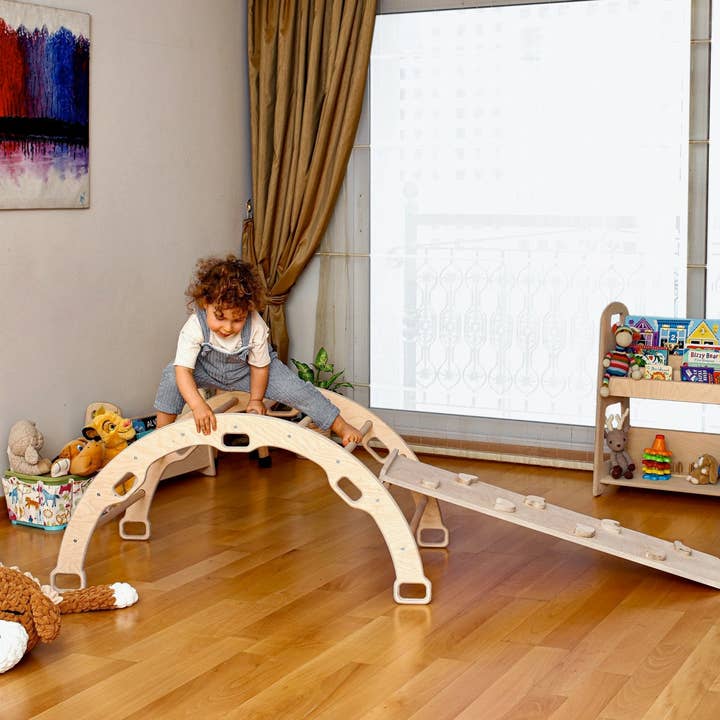 kidodido - Wholesale Wood Toy - Kids - Montessori Wooden Climbing Arch Set | Ramp & XL Cushion7