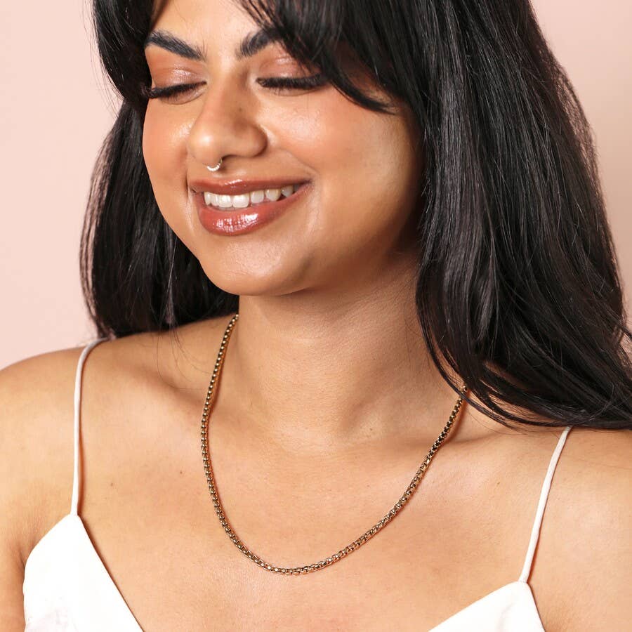 Lisa Angel - Wholesale Link & Chain Necklace - Stainless Steel Box Chain Necklace in Gold3