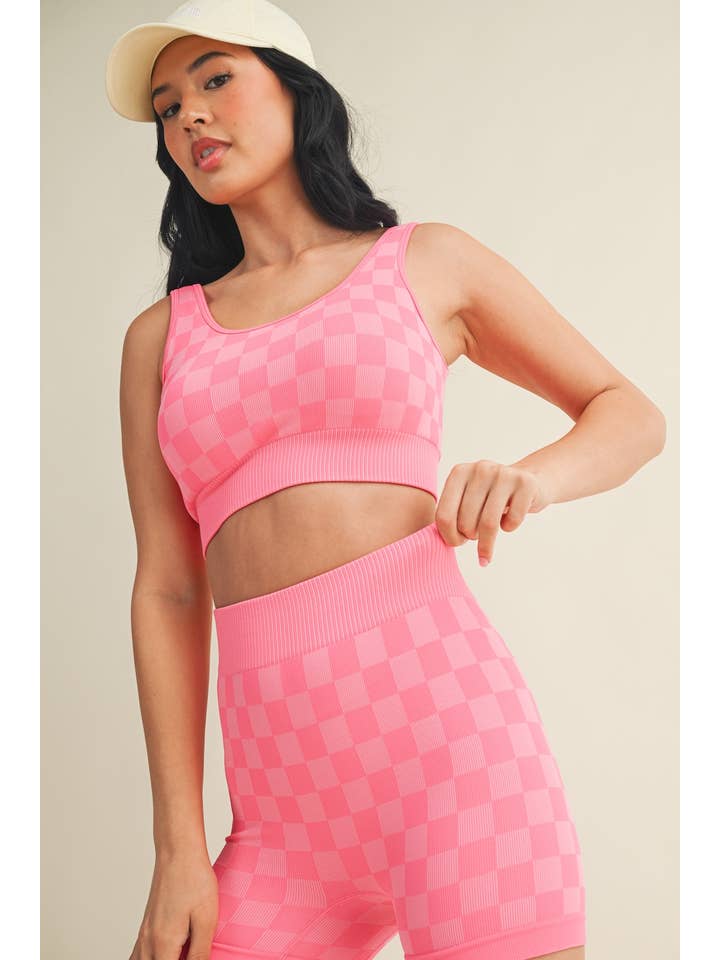 KIMBERLY C - Wholesale Activewear Set - Women's - Checkmate Cropped Two Piece Set44