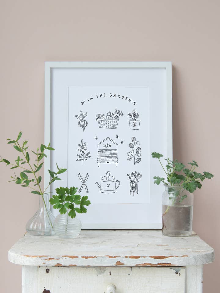 Imprimé dessiné à la main dans le jardin pour la vente par Ryn Frank