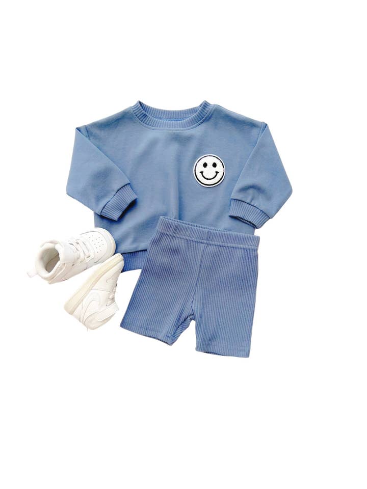 Lucky Panda Kids - Wholesale Top & Short Set - Kids - Baby & Kids Biker Shorts Set | Blue