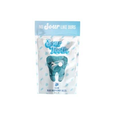 Sour Tooth Blue Raspberry Belts - 4oz. for wholesale by Fizz and Sweets Wholesale
