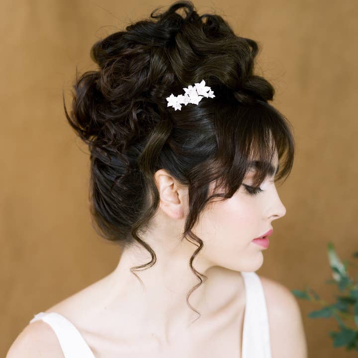 MOUNA Petite Clay Flower Hair Comb for wholesale by Blair Nadeau Bridal Adornments