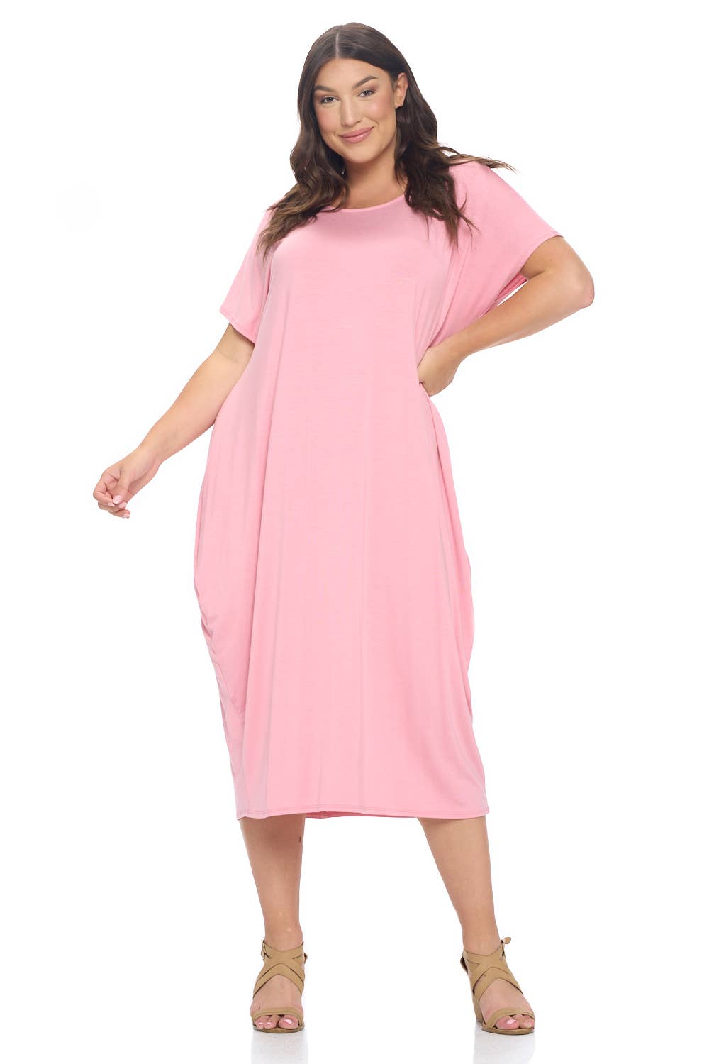 Allium - Wholesale Dress - Women's - Plus Size Cocoon Maxi Dress with Dolman Sleeves2