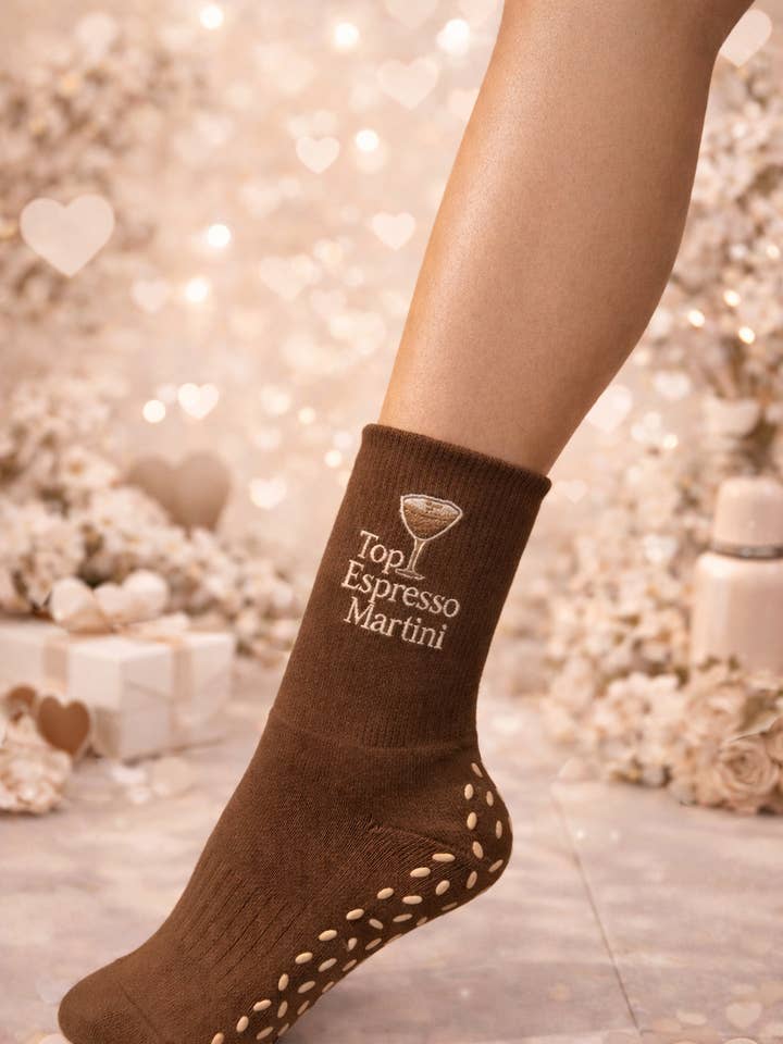 Top Espresso Martini Crew Sock for wholesale by Party Pilates