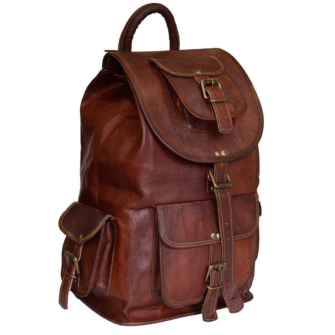 Tuzech Leather - Wholesale Backpack - Unisex - 16" Leather Travel Backpack Laptop Bag for Men & Women5