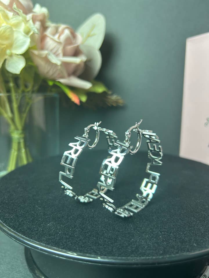 Irreplaceable – Custom 18K Heavy White GP Hoop Earrings for wholesale by Adorn Me In Modesty