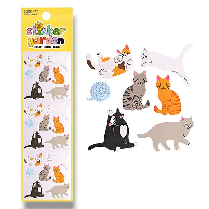 Glossy Various Cat Stickers for Kids for wholesale by Sticker Garden