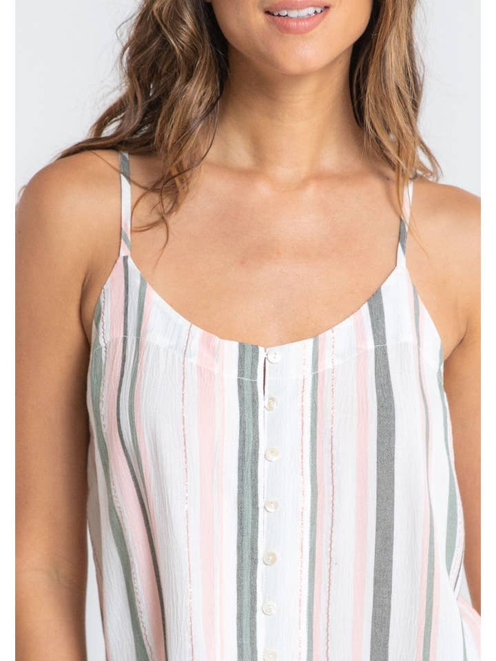 Off White Striped Racerback Button Down Cami for wholesale on Faire2