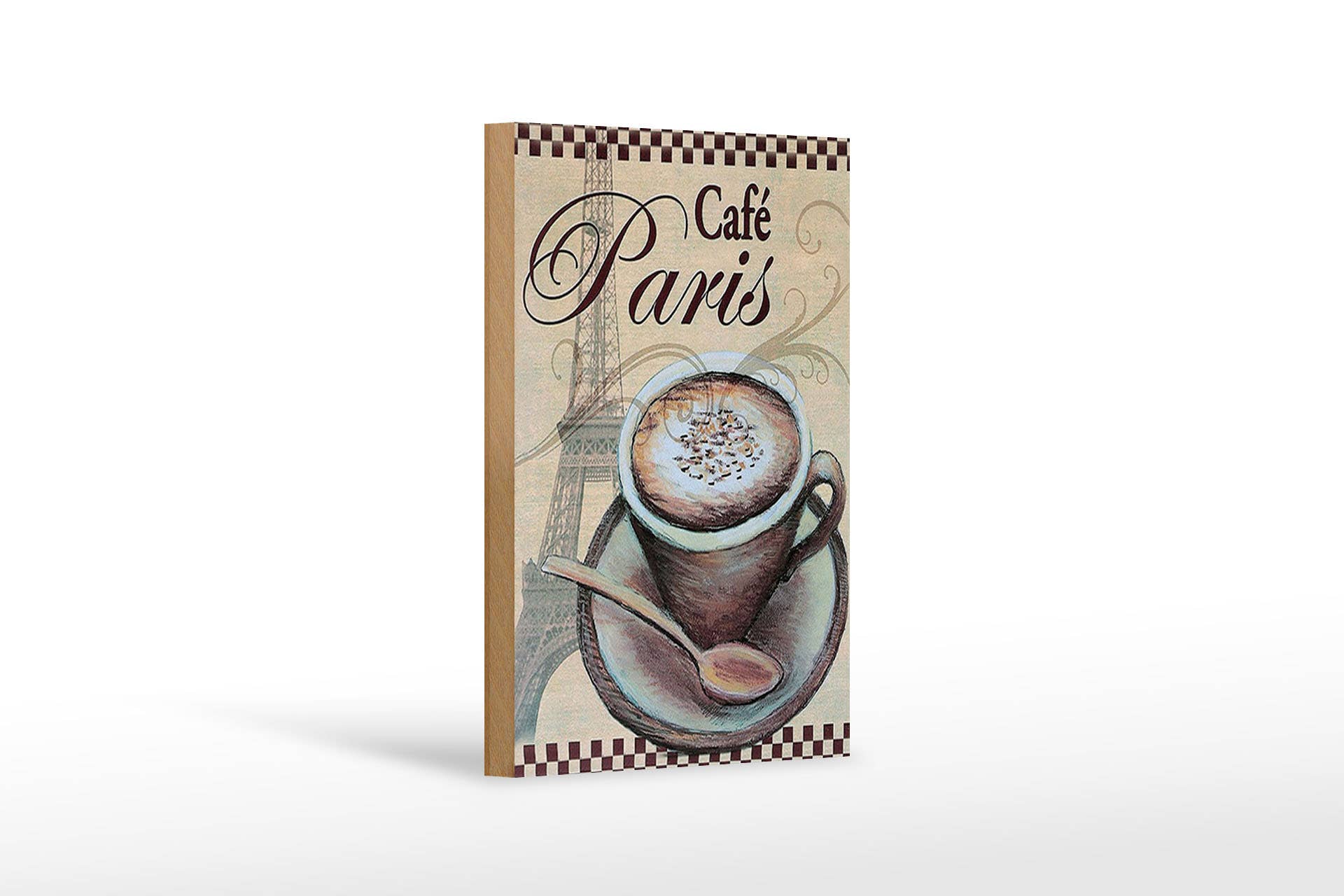 Femer - Wholesale Sign - Paris wooden sign 12x18cm Eiffel Tower coffee cup cafe0