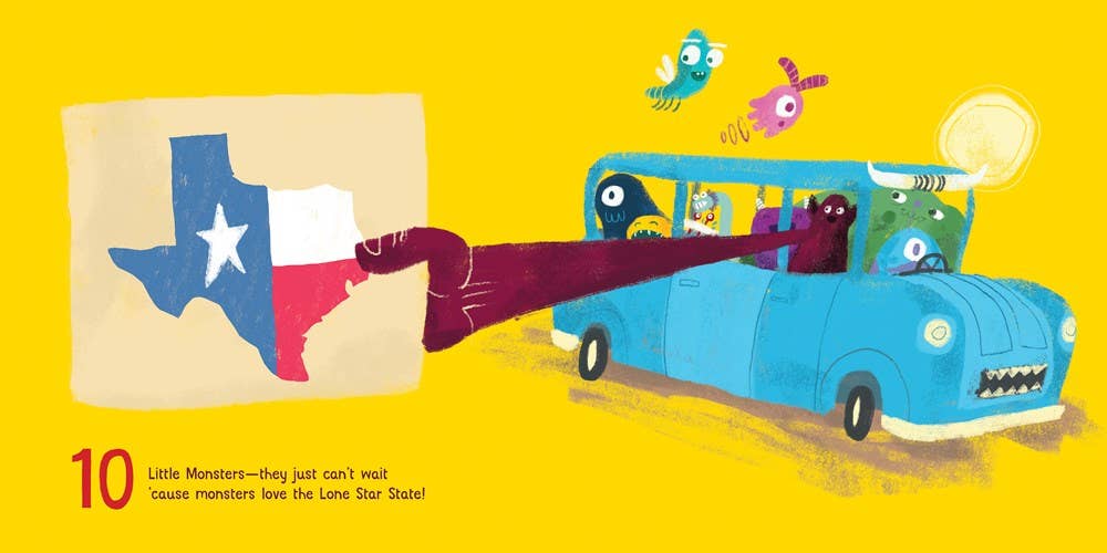 Familius, LLC - Wholesale Preschool Book (3-5) - 10 Little Monsters Visit Texas1