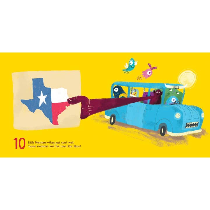 Familius, LLC - Wholesale Preschool Book (3-5) - 10 Little Monsters Visit Texas1