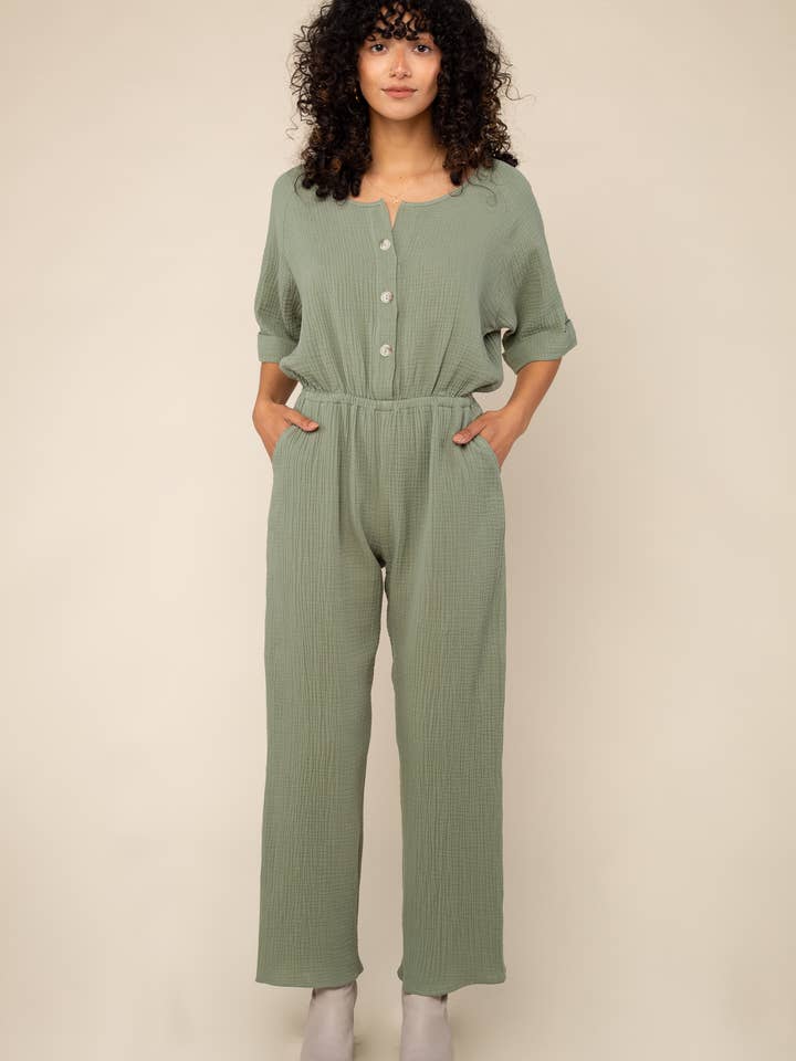 NLT - Wholesale Jumpsuit - Women's - Millie Cotton Gauze Jumpsuit - Plus Size