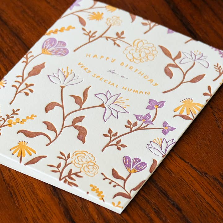 Homework Letterpress Studio - Wholesale Birthday Card - Special Human Birthday | Floral | Letterpress Card3