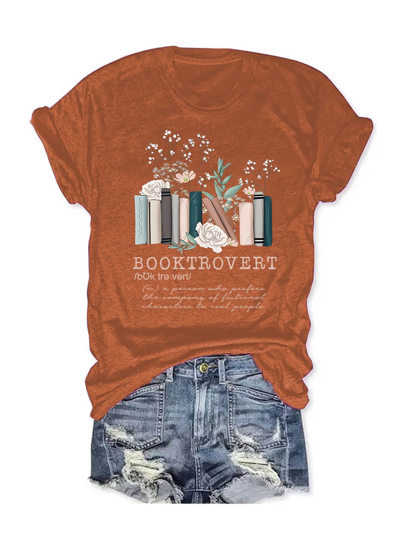 Rosa Clothing - Vente T-shirt sérigraphié – femme - T-shirt graphique Booktrovert à manches courtes et col rond3