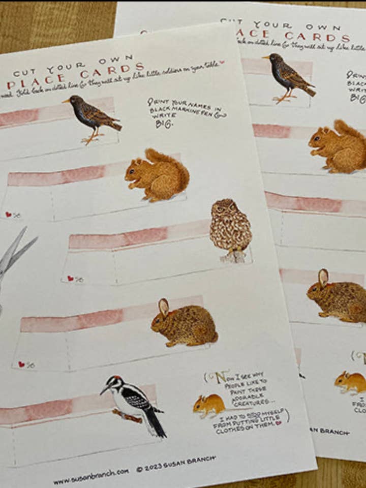 Cute Critters Cut-Your-Own Platskort för wholesale av Susan Branch Studios