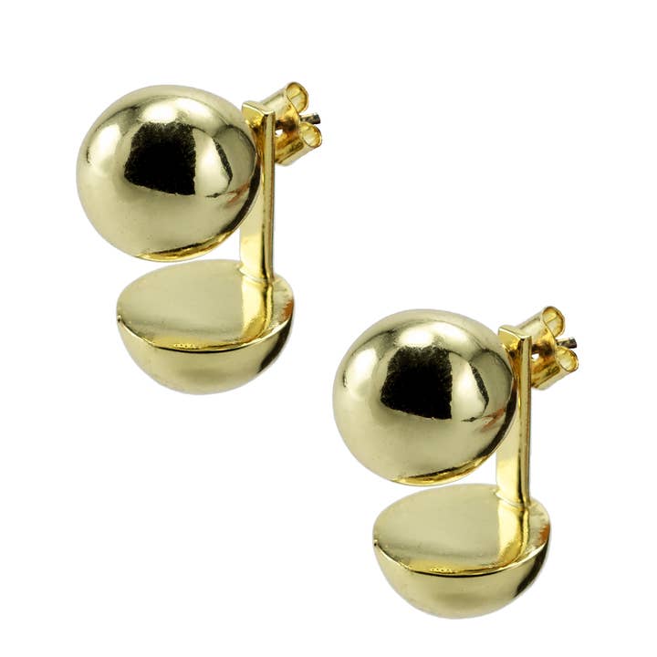 First Quarter Moon Earrings Gold for wholesale by Muskoka Nord