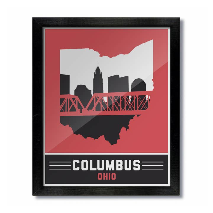 Imprimé Skyline Columbus Rouge et Noir pour la vente par D&W Elements