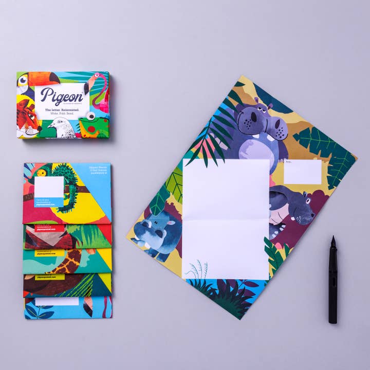 pigeonposted - Wholesale Stationery/Notecard Set - Wild Lives Pigeon, Kid's Folding Letter Set – Pack of 61