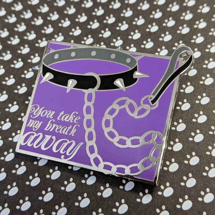 Cunning Linguist Co. - Wholesale Lapel pin/button - Choker - collar w/ leash, erotic, kinky sexy, enamel pin2
