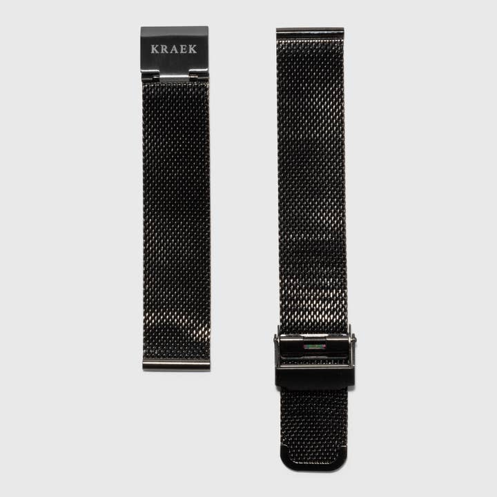Bracelet en maille noire avec système Easy-Click | 16 mm pour la vente par KRAEK Watches