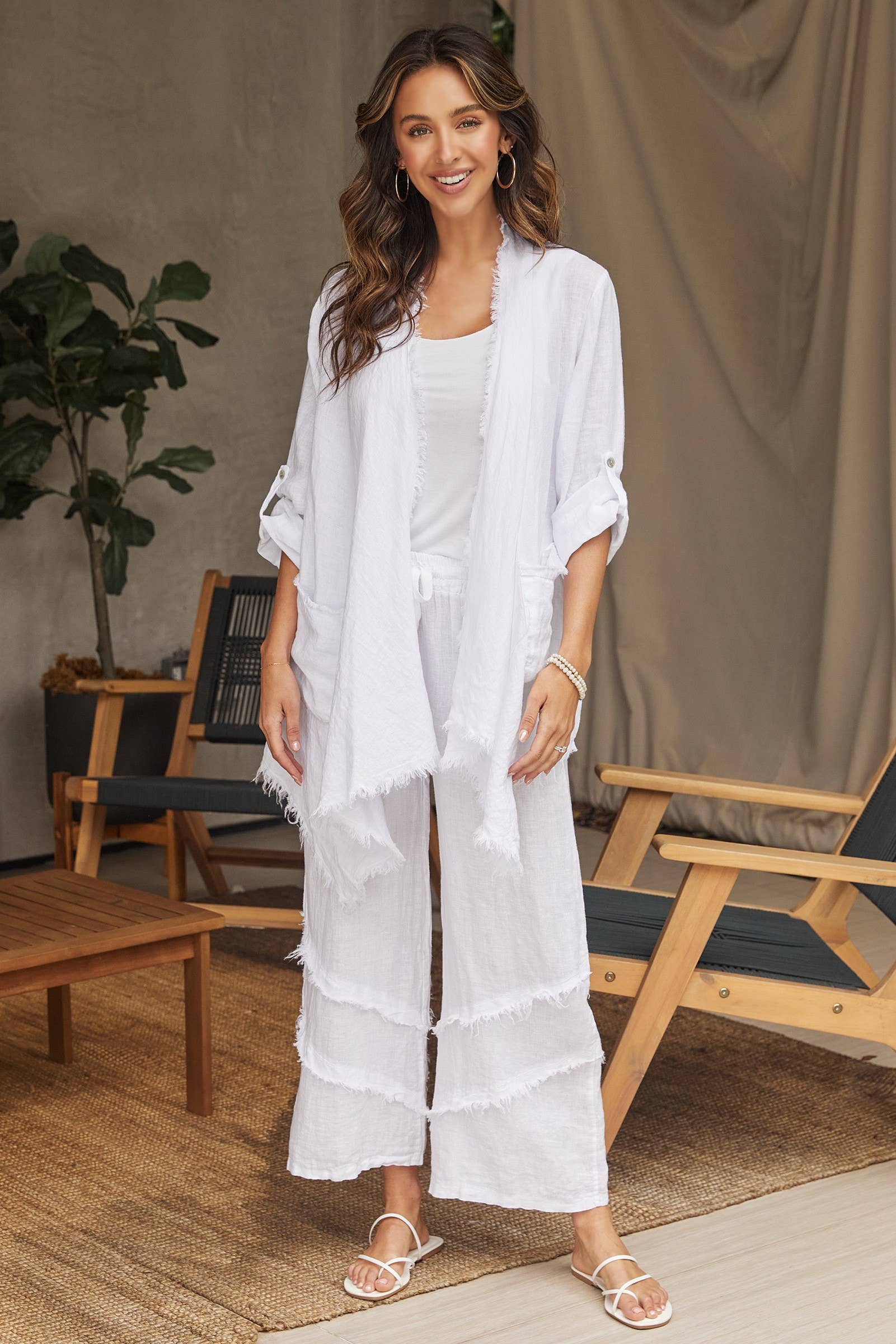 MILIO MILANO – Engroshandel Cardigan - Dame – LINEN ASYMMETRISK DRAPERET CARDIGAN (12363/154117)9