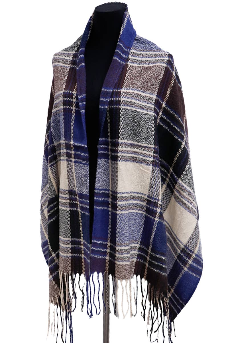Cap Zone – wholesale Scarf – Women's – Madras Plaid Variegated Blanket Wrap Shawl Oblong Scarf5