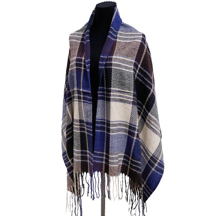 Cap Zone – wholesale Scarf – Women's – Madras Plaid Variegated Blanket Wrap Shawl Oblong Scarf5