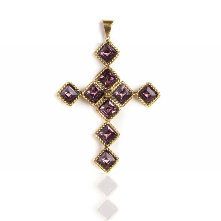 Brigid Cross of Kildare Charm Spirit Amethyst - Gold for wholesale by VSA Designs Inc.
